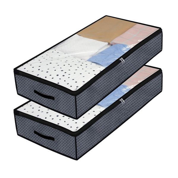 's new non-woven clothing storage bag, large foldable bed bottom storage bag, gray with transparent window