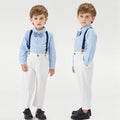 Boys' long-sleeve shirt and overalls set - perfect for performances, first birthday celebrations, and spring fashion!