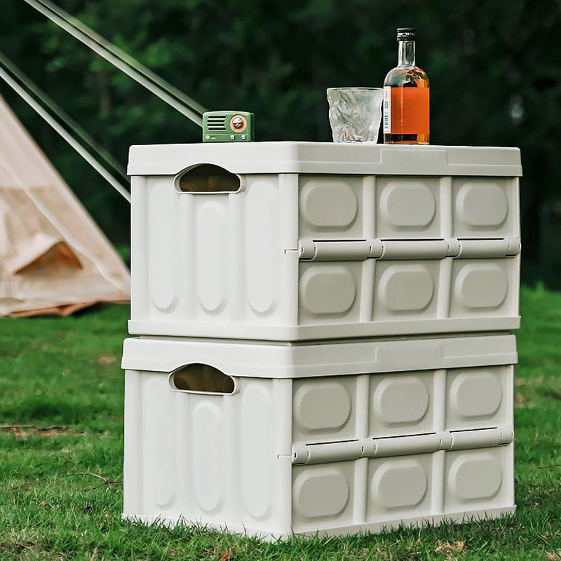 Outdoor camping camping folding storage box household wooden cover car trunk storage box can sit creative finishing box