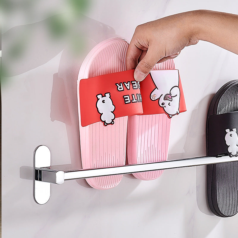 Stainless steel slipper rack bathroom toilet non-punching wall wall-mounted toilet door rear drain shoe storage rack