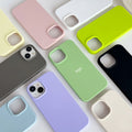 Premium liquid silicone full coverage case for apple iphone 15, solid color protective cover for iphone 14 pro max