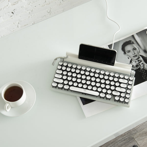 Metal round hat punk keyboard mechanical computer tablet wireless bluetooth retro typing wireless three-mode mechanical keyboard