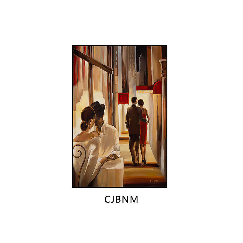 Industrial style bar decorative painting American retro beautiful woman oil painting ktv box hanging painting western restaurant cafe mural