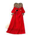 High-end women's elegant dress 2024 winter heavy beading sequin loose waist long pleated formal gown