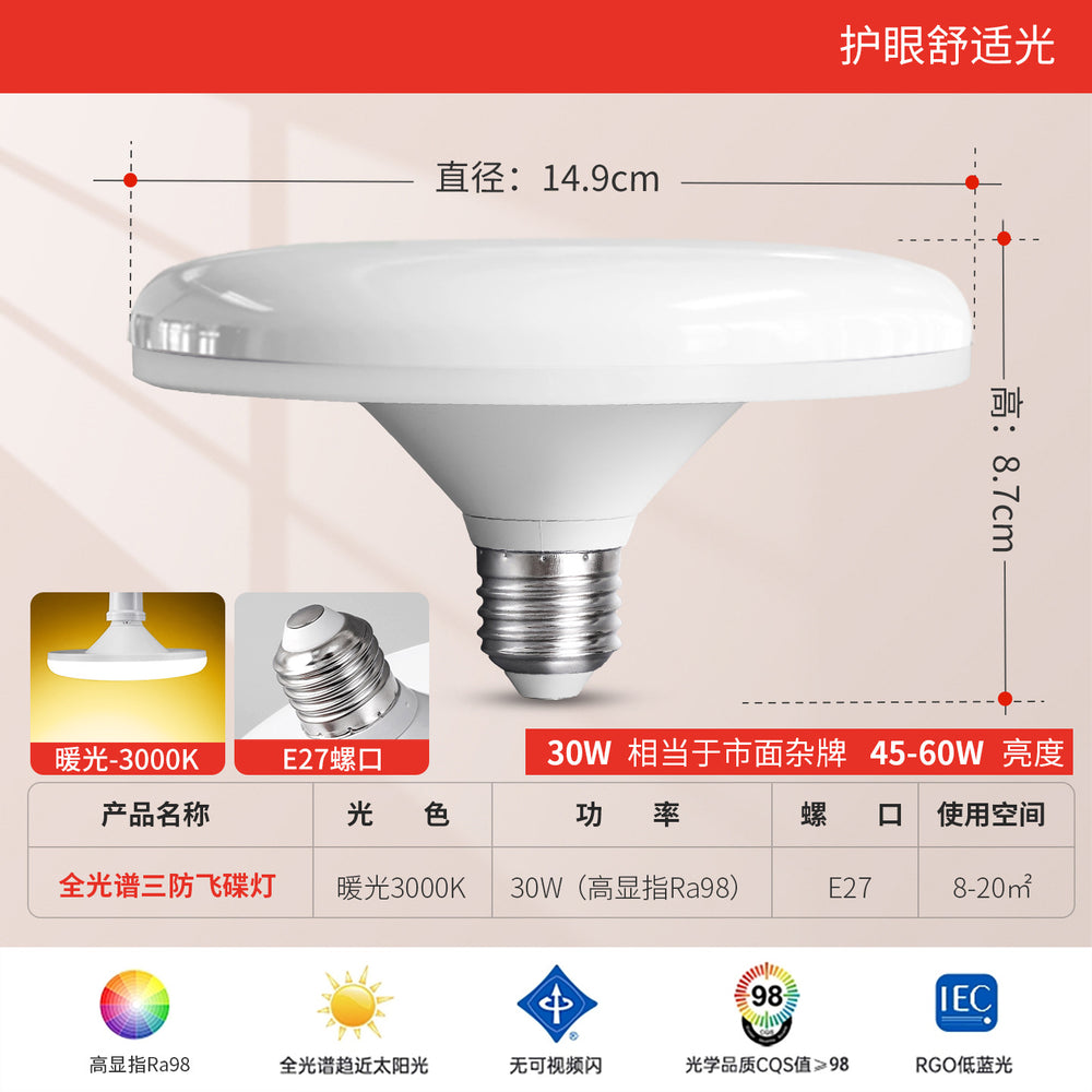 Full spectrum led bulb - super bright, energy-saving, high-power, eye-care e27 screw base, high-intensity lighting, ufo bulb for home use