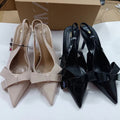 Za2024 summer new bowknot decorated back strap casual versatile pointed toe stiletto high heel sandals for women