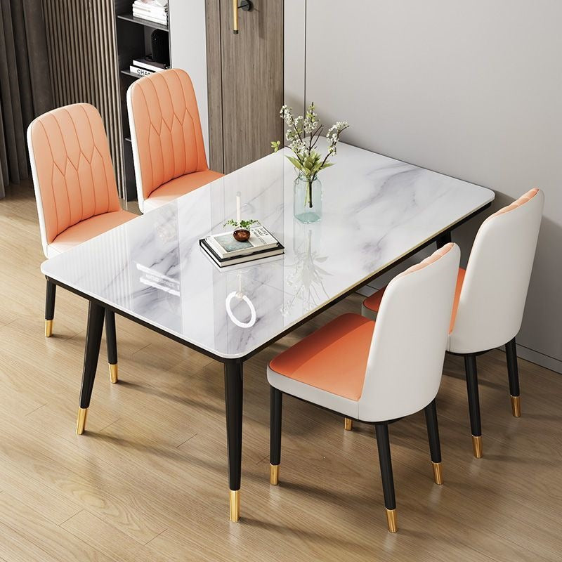 Nordic light luxury dining table and chair set, minimalist dining table for home, small apartment dining table, rectangular dining table for 4 or 6 people