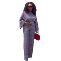 European and american cross-border african women's clothing  summer new fashion striped long sleeve top and high-waisted pants casual set