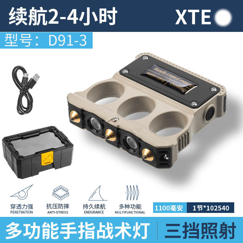 Cross-border new car self-defense finger light USB charging finger glove self-defense self-rescue broken window survival emergency lighting