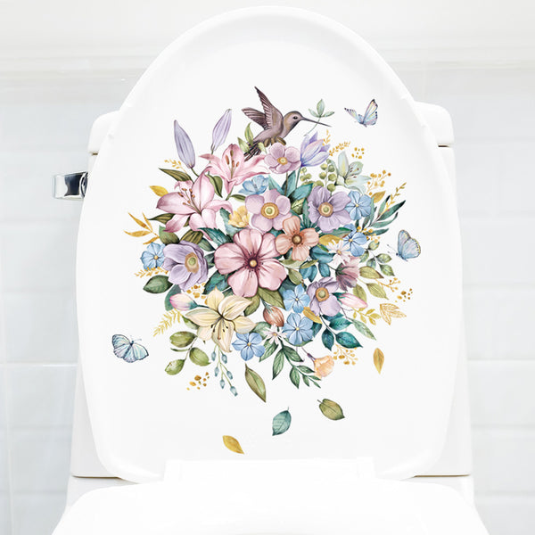 Flower toilet decorative painting toilet toilet lid sticker toilet seat toilet decal daisy wall sticker small flower sticker