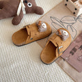 2025 children's birkenstock-inspired slides: versatile, cute bear design, perfect for spring/autumn, outdoor, and easy slip-on cotton slippers for baby girls