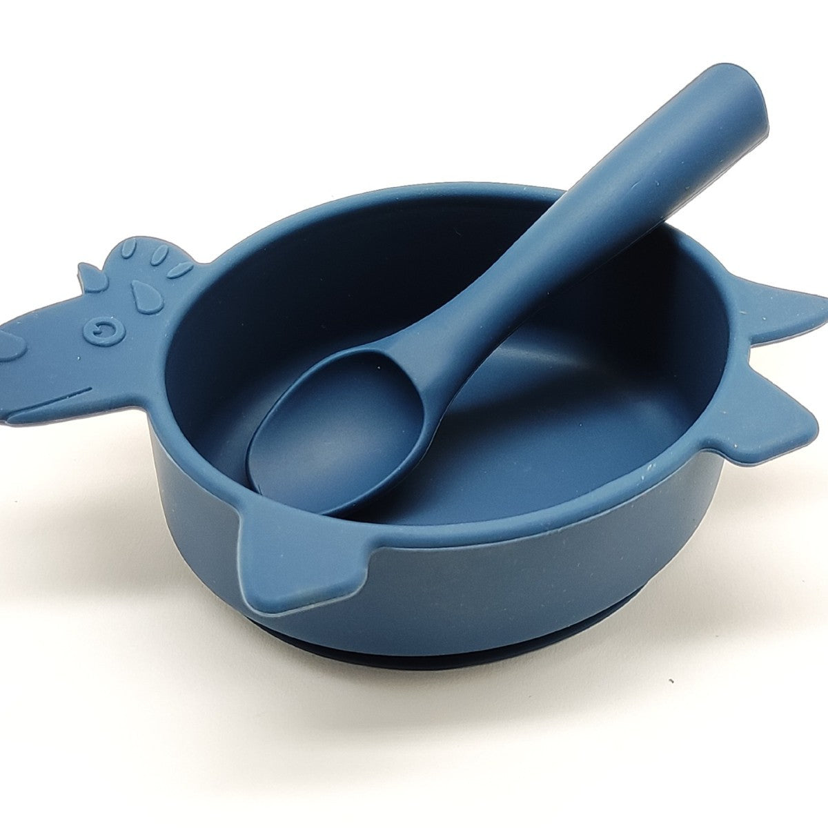 Cross-border hot-selling silicone dinosaur bowls and spoons, Mengqu non-slip tableware two-piece set, baby complementary food silicone bowls and spoons wholesale