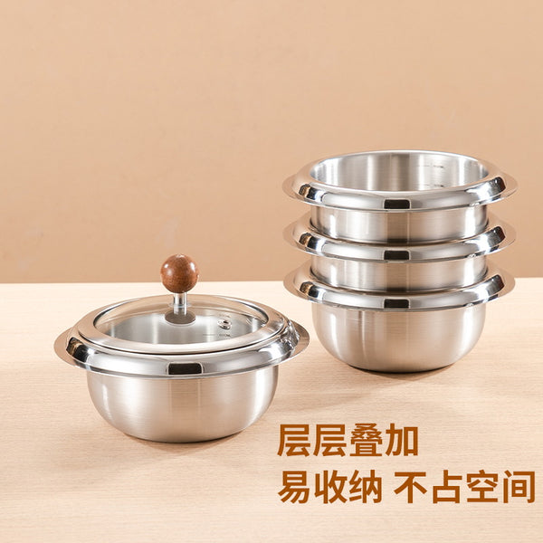 Salad bowl,  special 304 stainless steel bibimbap pot, salad bowl, salad bowl, soup pot, Korean bibimbap pot