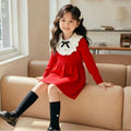 fall/winter new collection: stylish and chic knitted sweater dress for little girls - preppy style