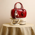 Red bridal wedding bag niche design bowling bag women's 2026 new retro handbag boston bag