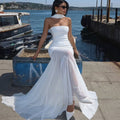 European and american cross-border women's fashion:  summer new arrivals - sexy and elegant bandeau bodycon pleated maxi dress