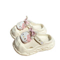 Cute cartoon hello kitty clogs - fairy style outdoor summer thick sole height increasing non-slip "stomping on clouds" beach closed-toe slippers