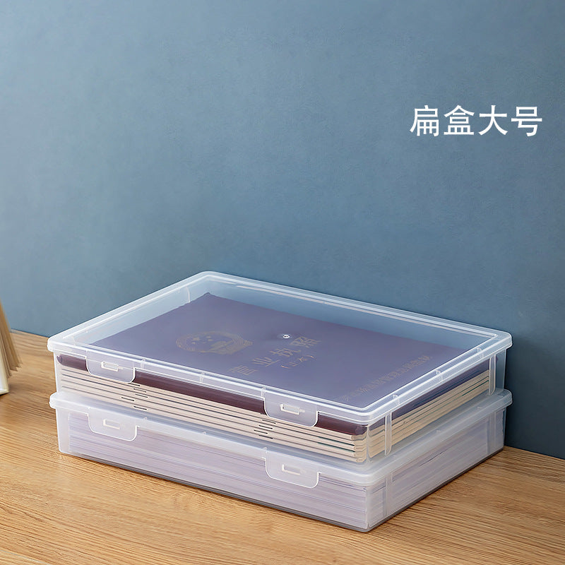 Desktop file storage box, transparent cover, can be stacked with honorary certificates, certificate storage box, desk good goods storage