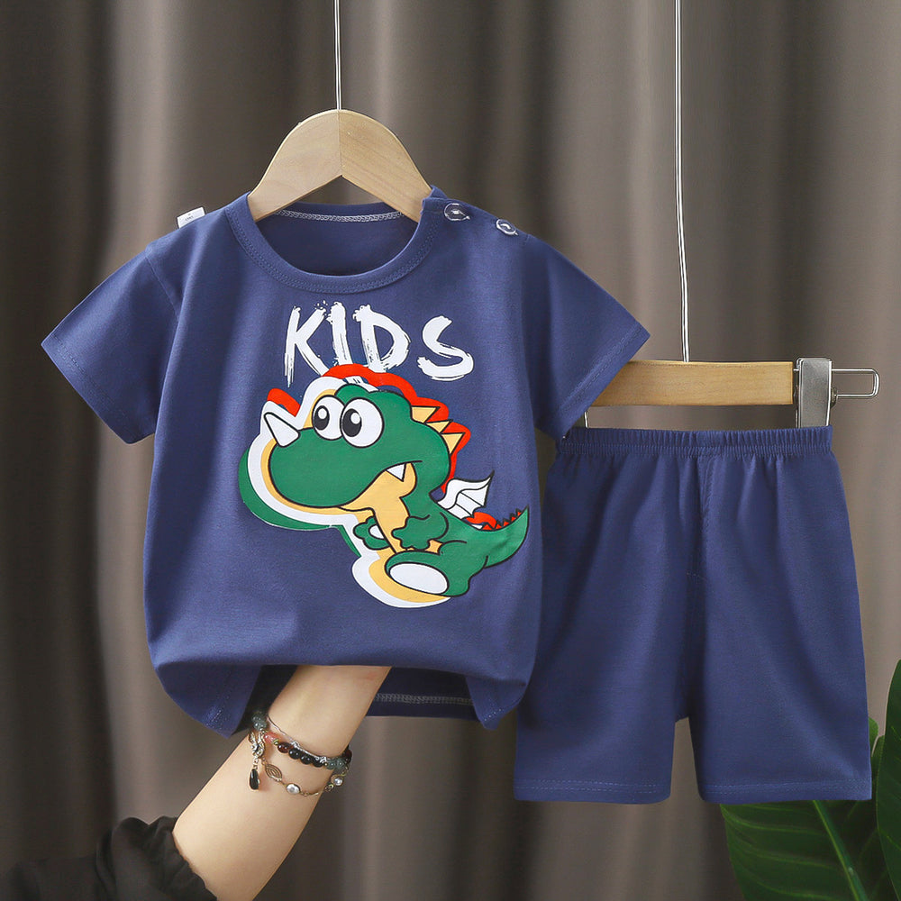 Kids' short-sleeve and shorts set - toddler & children's summer pure cotton underwear - boys' & girls' crew neck t-shirt