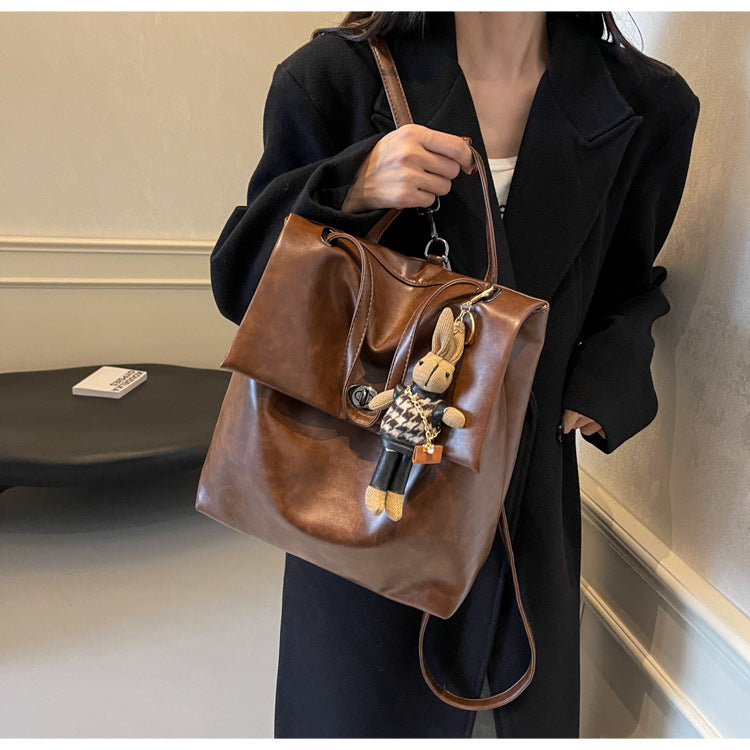 Cross-border backpack women's fashion niche design portable bucket bag Korean version student schoolbag premium travel backpack