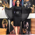 Fashion royal sister style silm tight hip-covering exaggerated large bell chiffon sleeves matching diamond large belt
