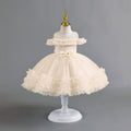 Ready-to-ship new children's formal dress - off-the-shoulder tulle princess dress for baby girls' first birthday
