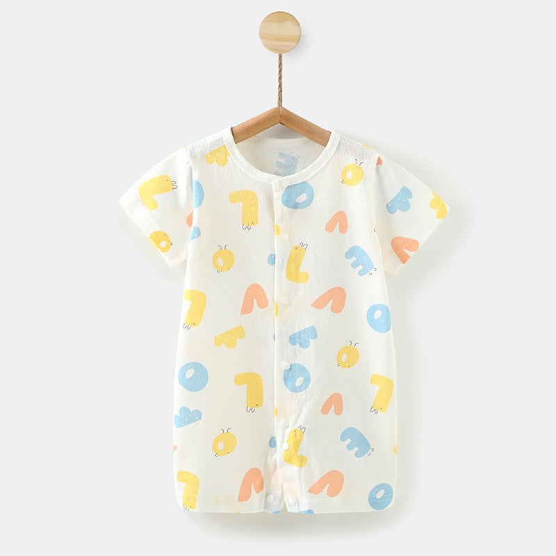Baby pure cotton baby onesie short-sleeved kids romper summer crawler suit 0-2 years old newborn pajamas outwear suit