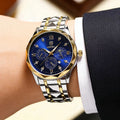 Dropshipping diamond-accented calendar multifunctional moon phase trendy fashion quartz men's watch waterproof luminous men's watch