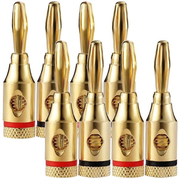 Banana head socket 4MM gold-plated solder-free audio speaker, power amplifier plug, speaker cable connector, red circle, black