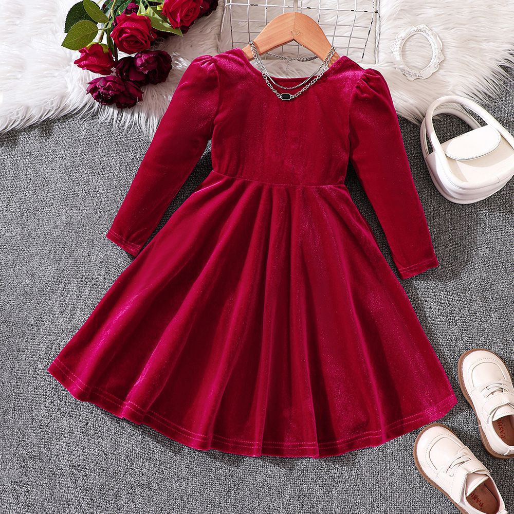 Ew foreign trade children's wear: new autumn/winter velvet bow christmas princess dress for girls (sizes for toddlers and young children)