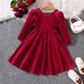 Ew foreign trade children's wear: new autumn/winter velvet bow christmas princess dress for girls (sizes for toddlers and young children)