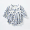 Baby crawling suit spring & falllace floral jumpsuit baby girl long sleeves triangular bag butt clothes pure cotton haha clothes for infants and children
