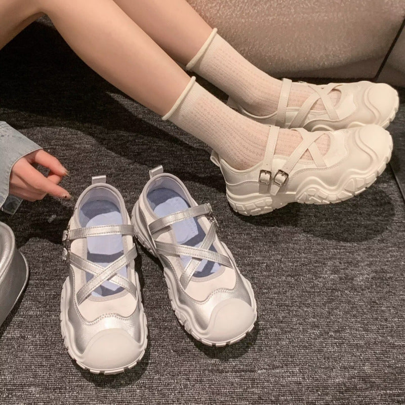 Thick sole lightweight mary jane flats women's 2026new arrival spring summer women's shoes sports casual shoes ballet training shoes