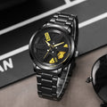 New hollow-out creative tech men's steel band watch with rotating bezel - quartz watch for cross-border e-commerce