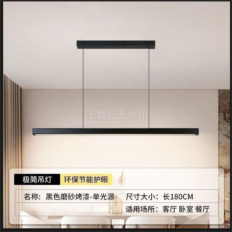 Modern minimalist integrated linear dining table/bar counter pendant light - eye-caring fixture for office, restaurant, and dining room