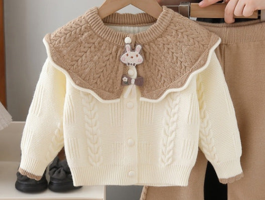 Girls' knitted sweater cardigan & pants set - new autumn  collection - two-piece outfit for little girls