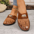 Women's flat mule slippers for export, summer  new style, mesh hollow-out design with metal buckle, plus size half slippers