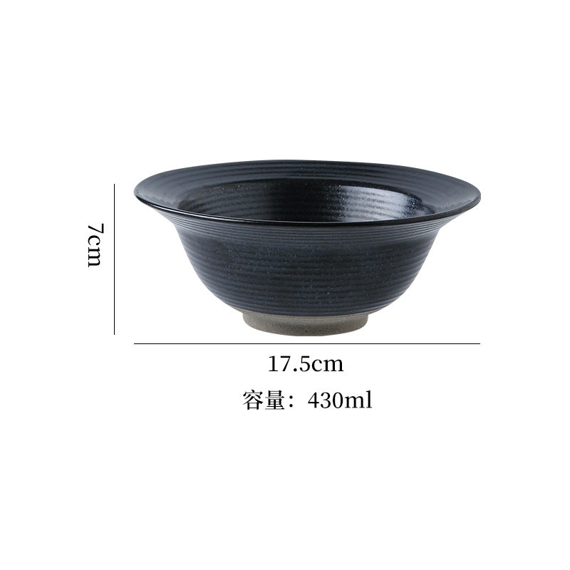 Vintage japanese-style handmade rustic pottery ribbed straw hat bowl ceramic dinnerware pasta plate creative salad plate home soup bowl