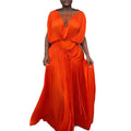 European and american cross-border women's fashion:  spring new arrival - elegant tie-waist ruched long sleeve solid color dress