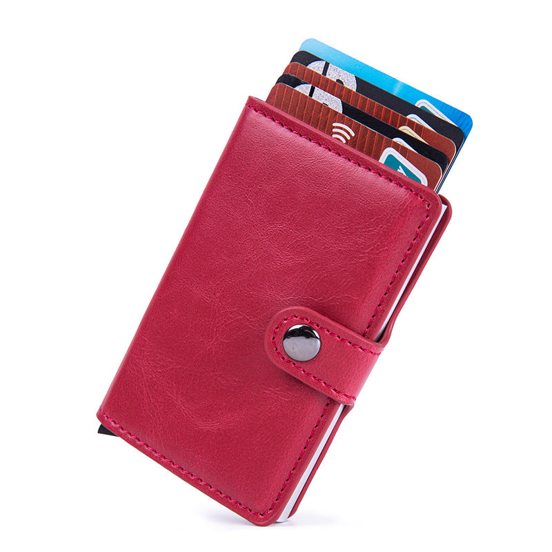 Cross-border  anti-magnetic RFID anti-theft swipe card bag, automatic elastic card type metal aluminum shell credit card box