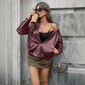 In-stock - 95066#  cross-border fashionable pu leather women's jacket - versatile style for us & european export