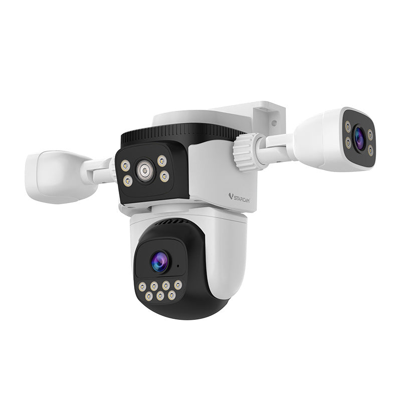 Cross-border outdoor multi-eye camera 360-degree wide-angle gun-ball linkage three-lens dual-screen home camera