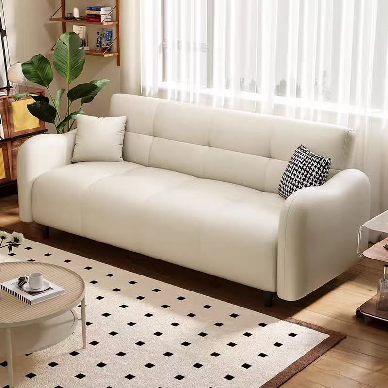 Cat scratch leather sofa bed modern casual small apartment living room straight row sofa three-stop backrest multi-functional foldable sofa
