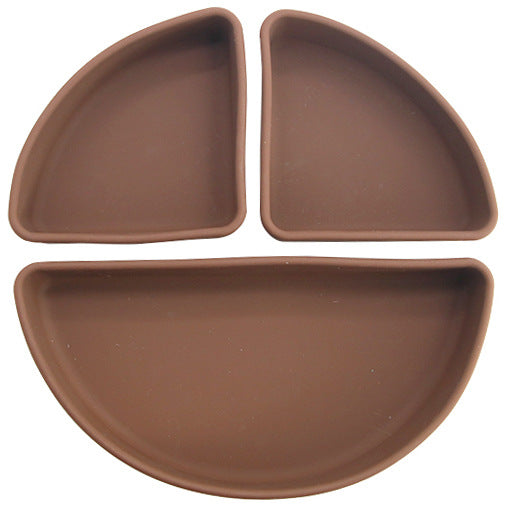 Customized silicone baby tableware set Children's complementary food bowl set Anti-drop grid tableware Silicone bib saliva pocket