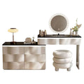 2025 new luxury solid wood vanity table - minimalist bedroom makeup desk with integrated chest of drawers, small storage cabinet, and makeup mirror