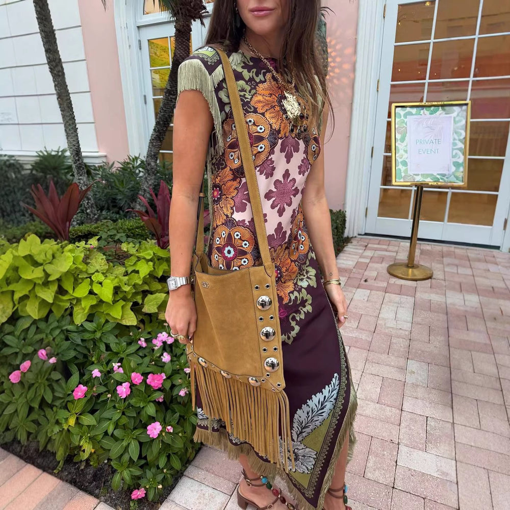 2026 spring european and american cross-border independent station amazon irregular tassel cross retroeasiest for match chinese style dress