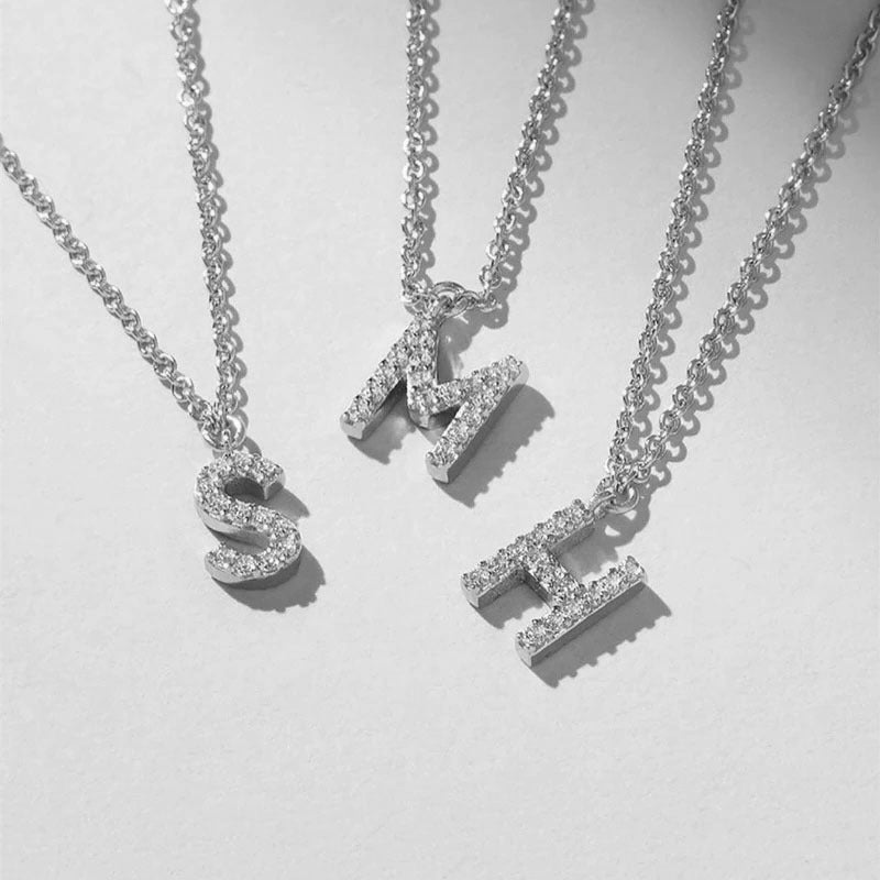 European and american cross-border new jewelry: minimalist o-chain micro-paved diamond pendant 26-letter bracelet, couple jewelry