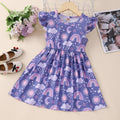 Five-piece set: flutter sleeve digital print dress