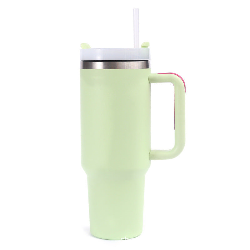 40oz 304 stainless steel large capacity insulated tumbler with handle, vacuum straw, car cup, gift water bottle, business gift