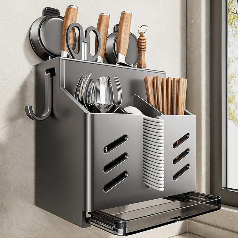 [Sample customization] Kitchen suction cup, kitchen knife holder, shelf, wall hanging, non-punching knives, chopstick cartridge, integrated storage box